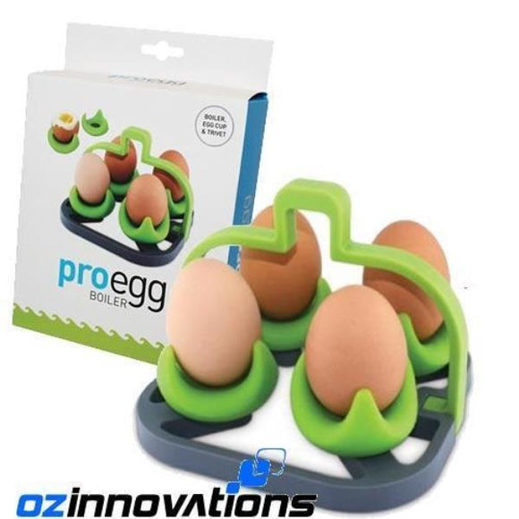 Heat Resistant 3-in-1 Silicone Egg Boiler Cup Trivet Pro Egg in Green