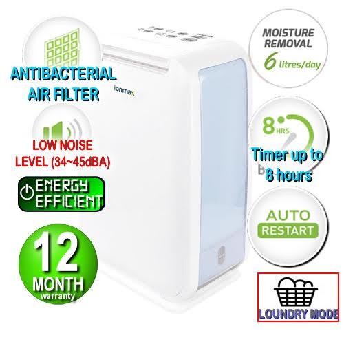 Ionmax - ION610 Desiccant Dehumidifier with Antibacterial Air Filter Andatech
