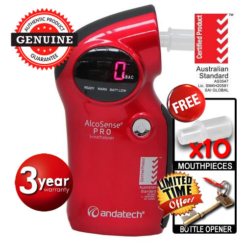 AlcoSense - Pro Red Personal Semiconductor Breathalyser Andatech