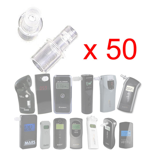 Breathalyser Mouthpieces for Andatech ALcosense Pro, Zenith+ , Stealth, Verity, Wingmate (50pcs)